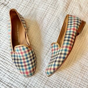 Stubbs & Wootton | Palm Beach Plaid Houndstooth Herringbone Tan Blue Red Loafer